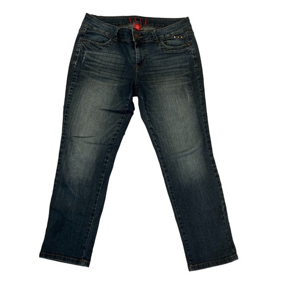 ELLE Jeans Women's Size 12 Stretch Cotton Blend Stitching on Back Pockets Blue F - Picture 1 of 11
